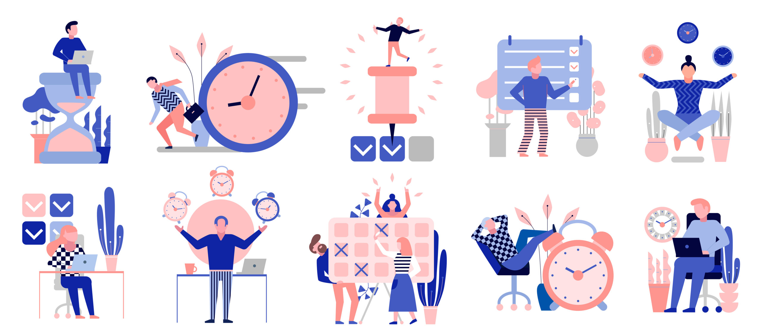 Time Management Flat Set Teletrabajo: 9 aplicaciones web